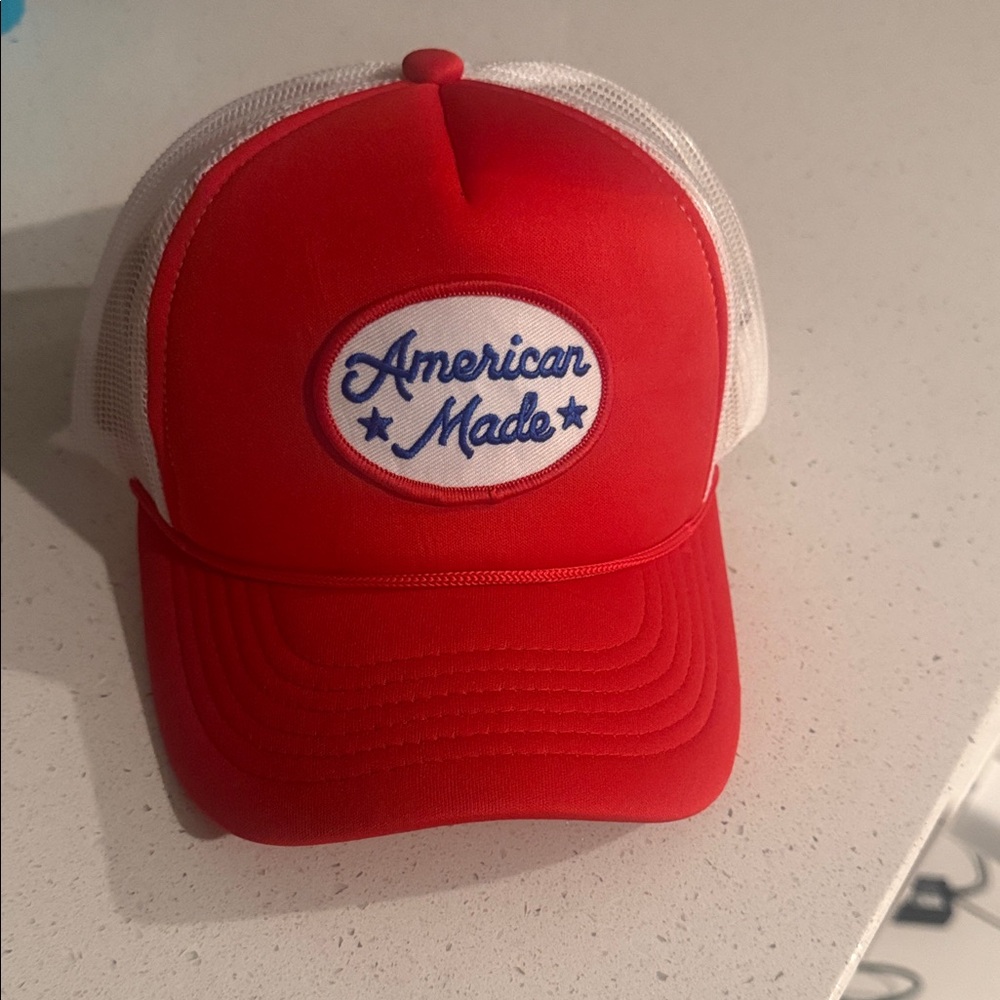 American Made Trucker Hat Red White Blue Mesh Snapback USA Patriotic Cap USA 4th